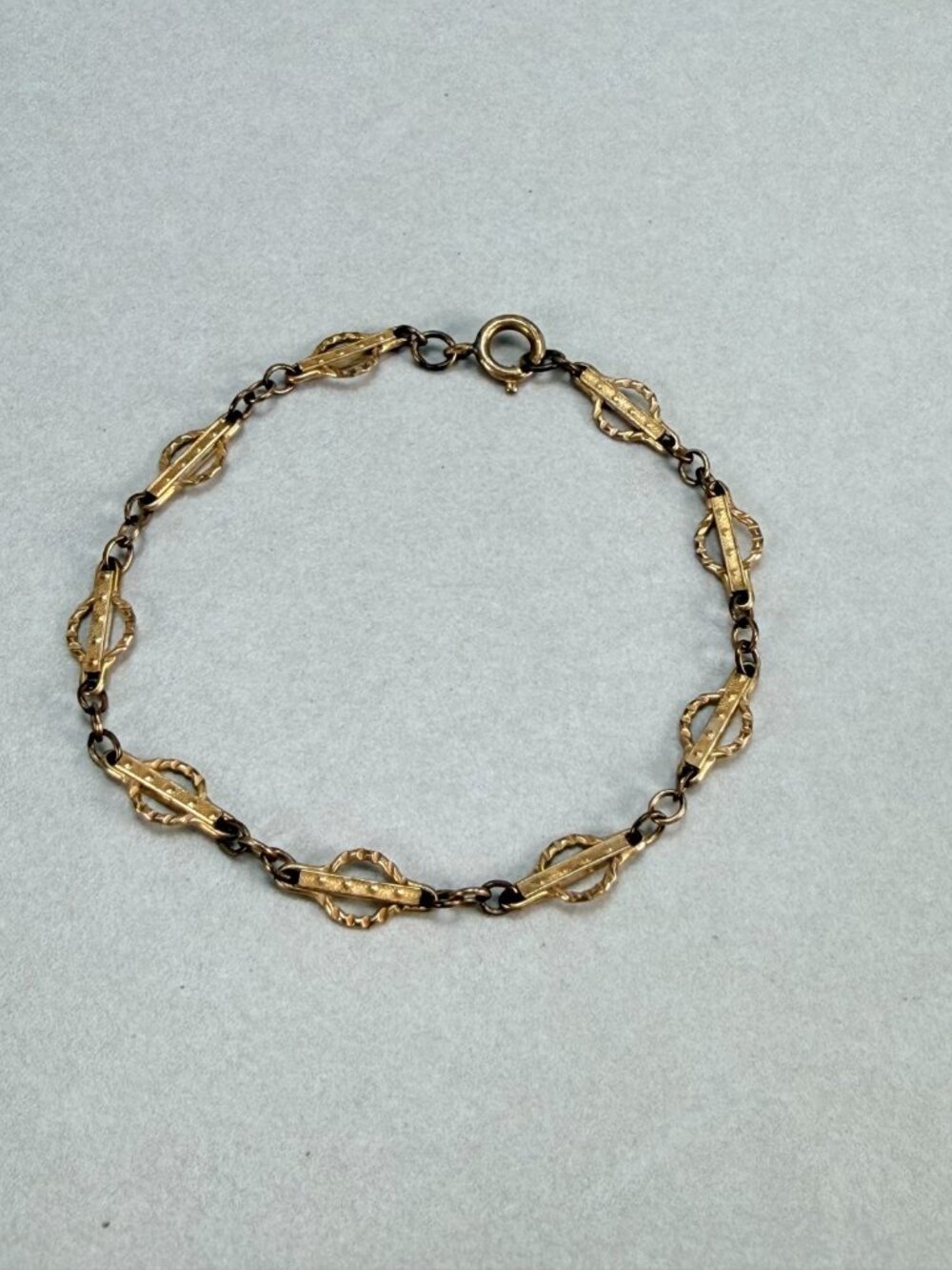 Vintage Gold Filled Link Bracelet Late Art Deco Mid Century Estate Jewelry
